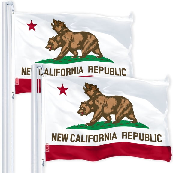 California CA Double Headed Bear Flag 3x5FT 2-Pack 150D Printed Polyester By G128