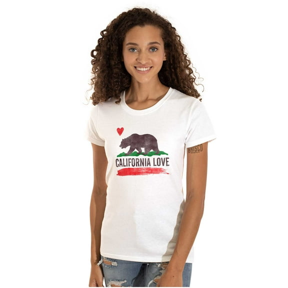 California CA Flag Watercolor Sketch Womens Slim Fit Graphic Tee Brisco Brands M