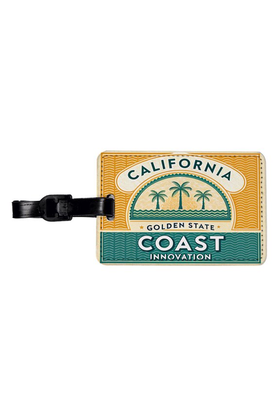California CA Golden State Coast Innovation Travel Vacation Stamp Faux Leather Travel Luggage Tag