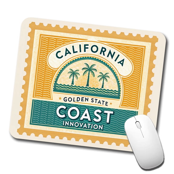 California CA Golden State Coast Innovation Travel Vacation Stamp Mouse Pad Low Profile Gaming Mat