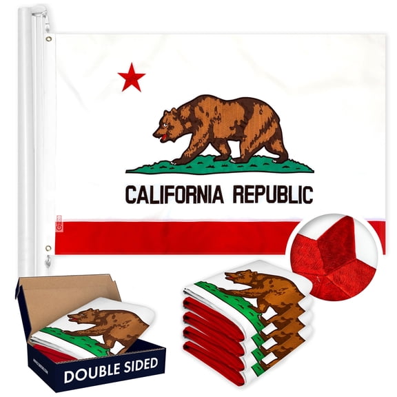 California CA State Flag 2x3FT 5-Pack Double-sided Embroidered Polyester By G128