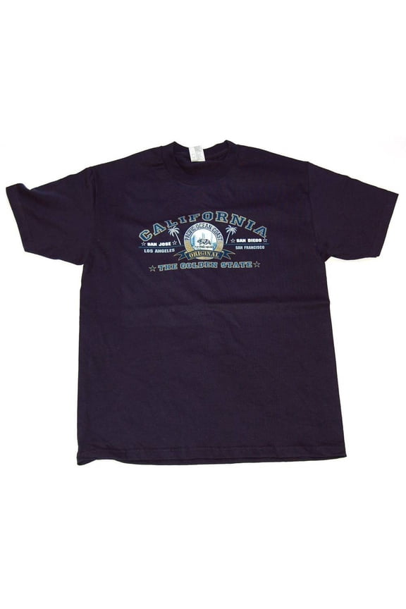California CA The Golden State Cotton T-Shirt - Navy, XL