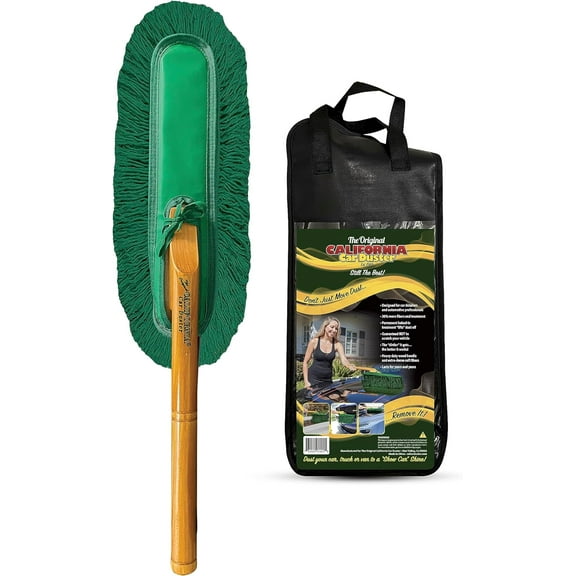California Car Duster Standard Auto Car Duster with Wooden Handle, Green Mop 62422