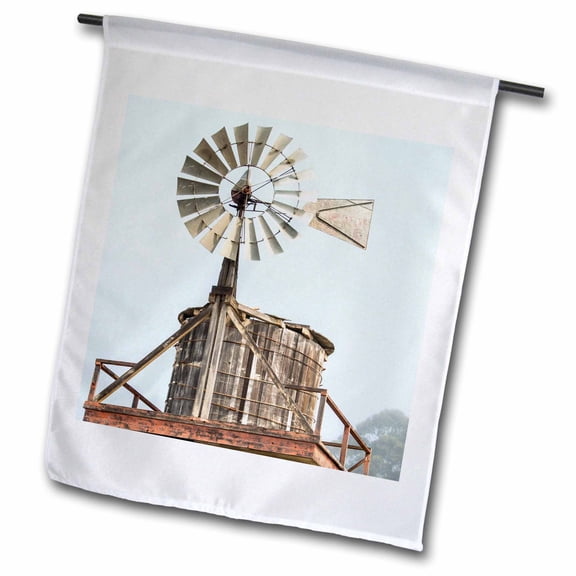 3dRose, California, Cayucos, old wooden water tower with windmill for pumping, 12 x 18 inch Garden Flag