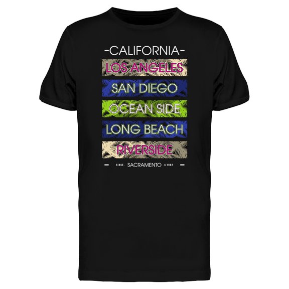 California Cities Typography T-Shirt Men -Image by Shutterstock, Male Large