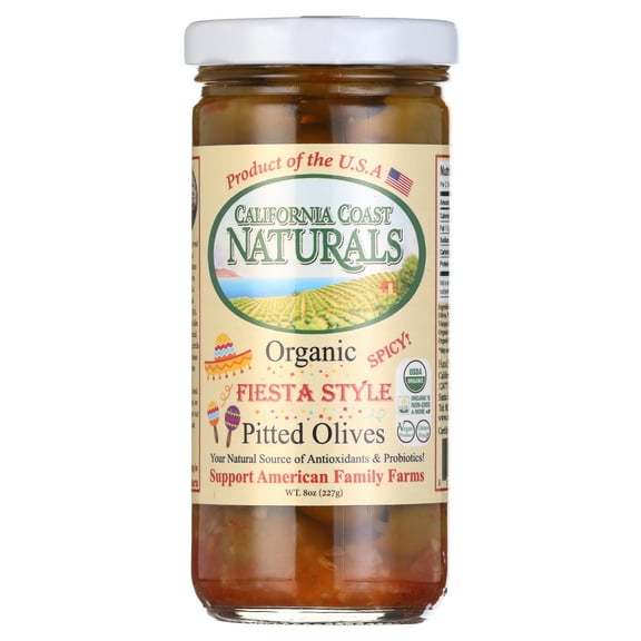 California Coast Naturals Pitted Fiesta Style Olives, USDA Organic, Non GMO, 8 oz