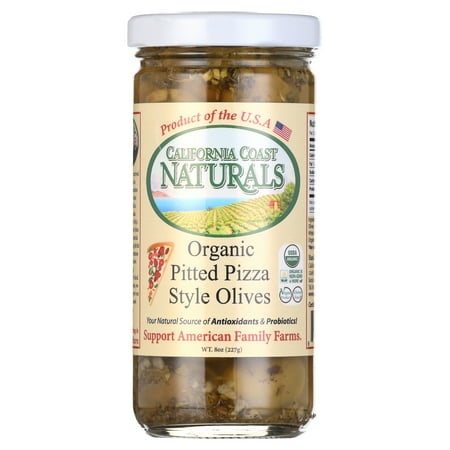 California Coast Naturals Pitted Pizza Style Olives, USDA Organic, Non GMO, 8 oz