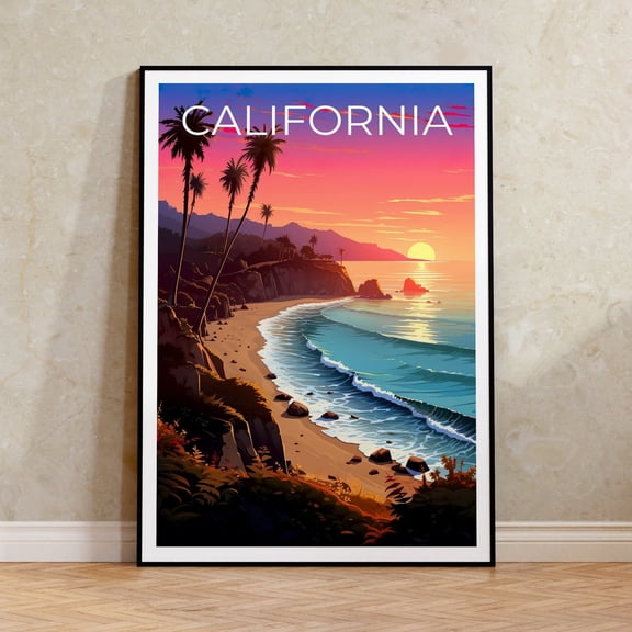 California Coast Pacific Ocean Travel Wall Art Decor Unframed Paper Print