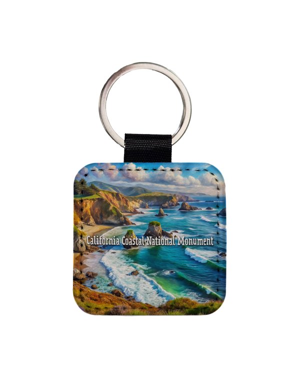 California Coastal National Monument California Faux Leather Square Keychain