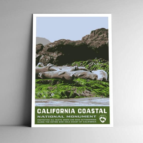 California Coastal National Monument Vintage Travel Poster / Postcard WPA Style Retro