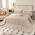 thumbnail image 1 of California  Comforter Set 120x120,   Size Quilts 3 count Lightweight Reversible Down Alternative Comforter for  Season with 8 Corner Tabs Beige, 1 of 6