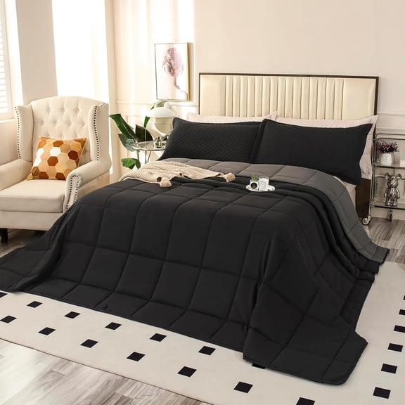 California Comforter Set 120x120, Size Quilts 3 count Lightweight Reversible Down Alternative Comforter for Season with 8 Corner Tabs