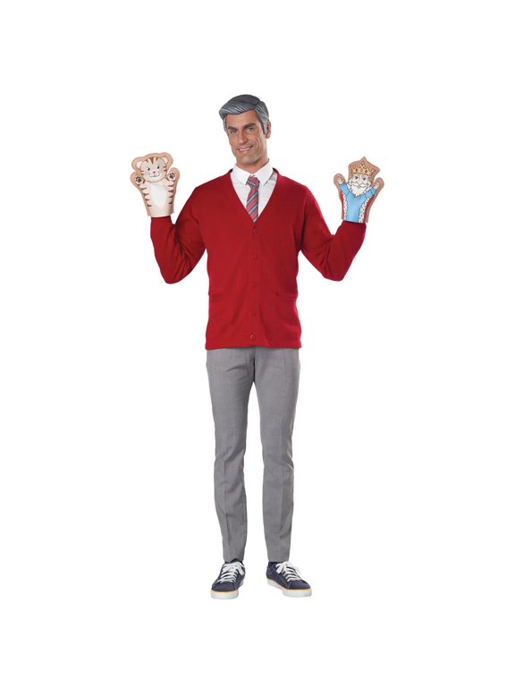 California Costume Collections Be My Neighbor Kit for Adults with Vinyl Hair Piece and Puppets, One Size