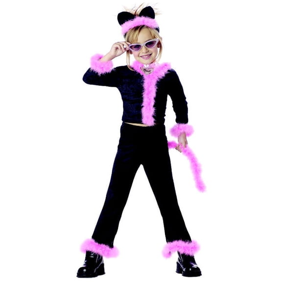 California Costume Girl Plush Black Kitty Halloween Costume Cat Suit XS (4-6)