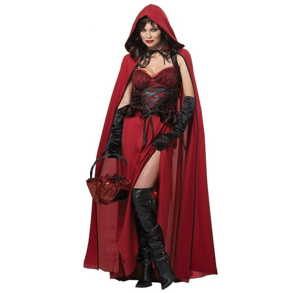 Dark Red Riding Hood Women's Halloween Fancy-Dress Costume for Adult, XL