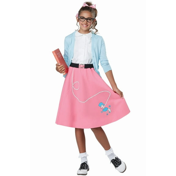California Costumes 50's Pink Poodle Skirt Girl's Halloween Fancy-Dress Costume for Child, L-XL