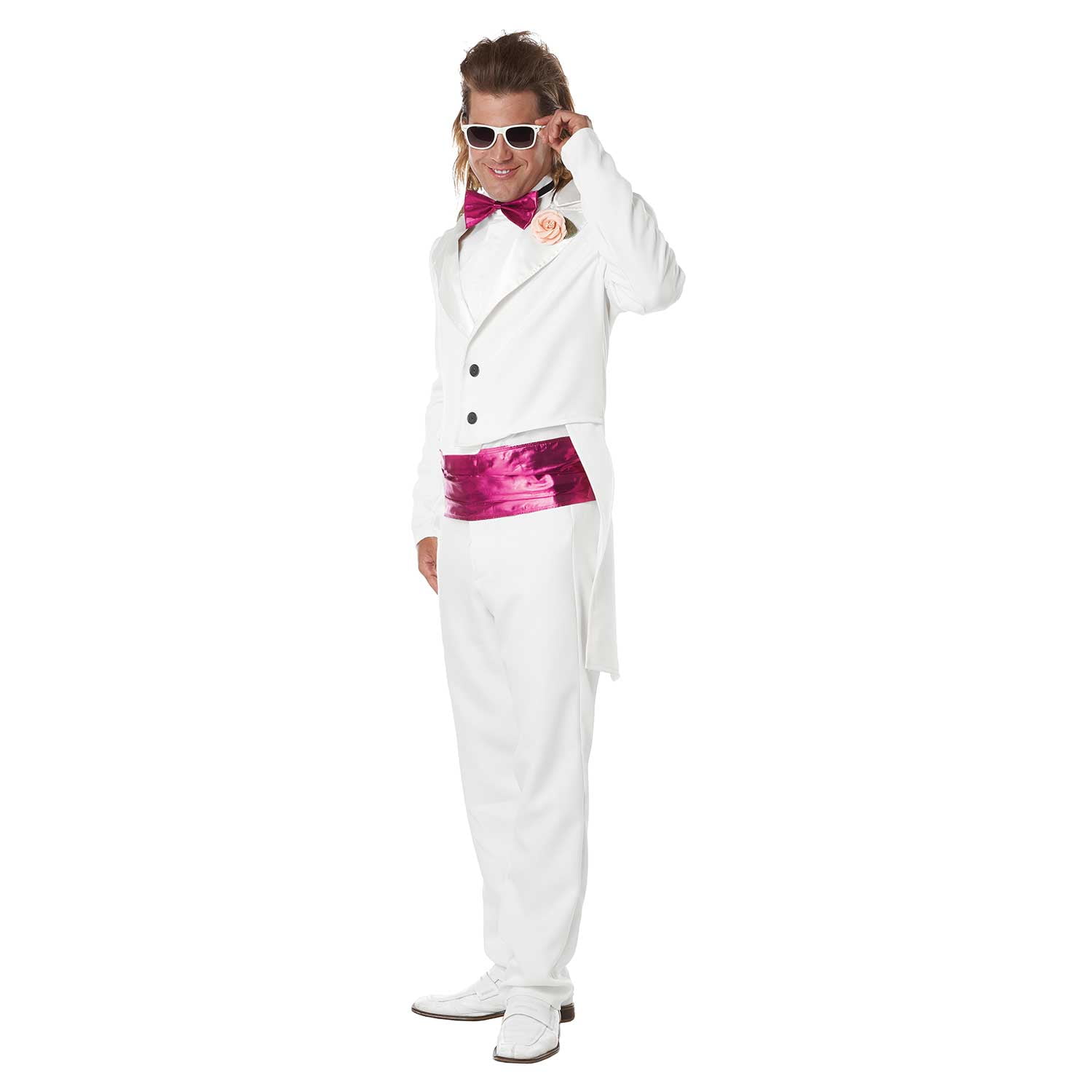 Adult White Suit 80's Prom Date Mens Costume size XL