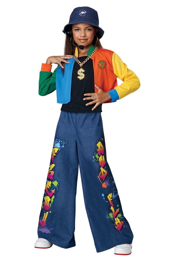 90's Hip Hop Superstar Costume for Boys with Jacket, Pants, Hat, Large