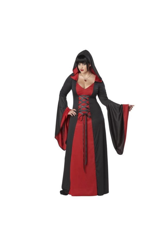 Deluxe Hooded Robe Vampire Women's Halloween Fancy-Dress Costume for Adult, Plus 3XL