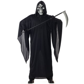 Morph Adult 2 Headed Ghoul Costume Mens Womens Grim Reaper Halloween Fancy  Dress Halloween Black L 