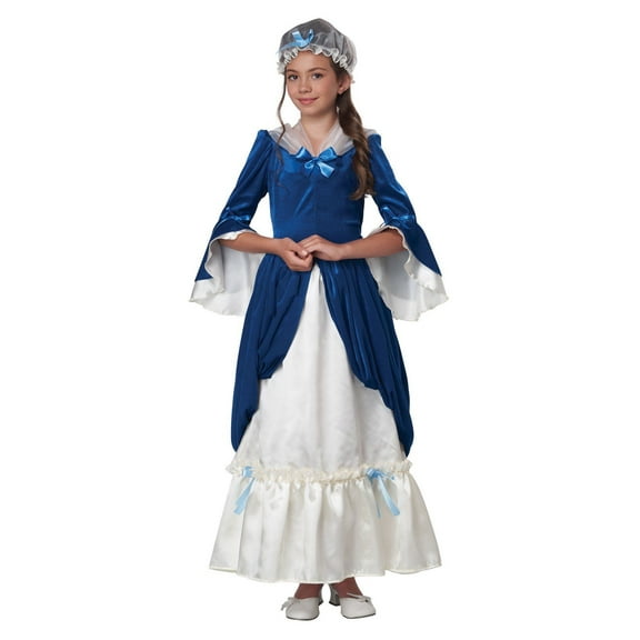 California Costumes Martha Washington Colonial Blue Girl's Halloween Fancy-Dress Costume, M