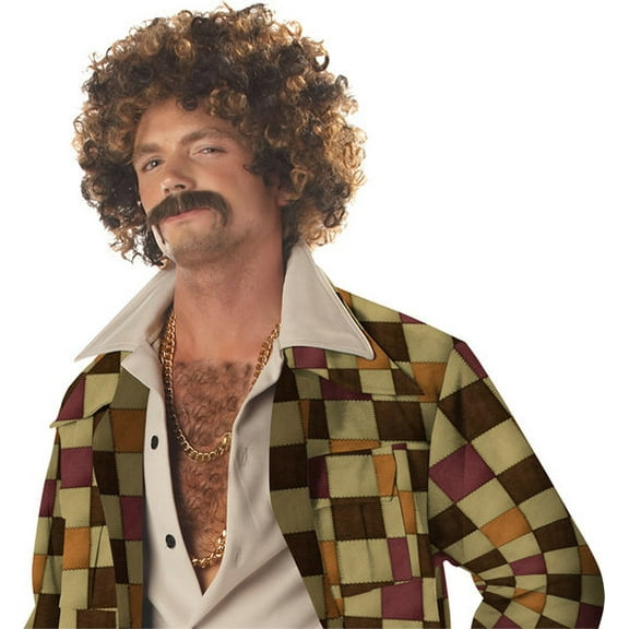 California Costumes Men's Disco Dirt Bag Wig & Moustache, Blonde/Brown,One Size