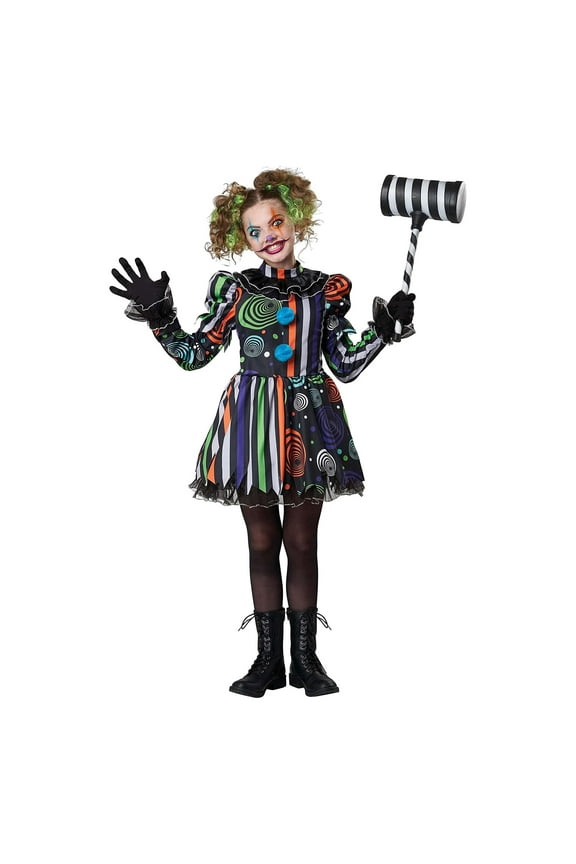 Neon Nightmare Clown Child Costume | X-Large Female