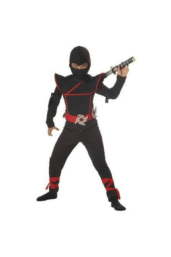 Stealth Ninja Boy's Costume w/ Warrior Jumpsuit and Face Mask for Children, 4-6
