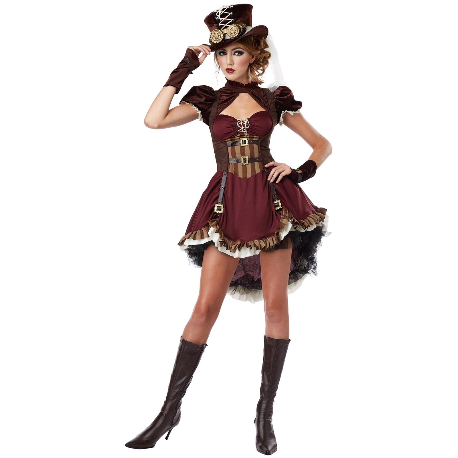 California Costumes Women's Steampunk Halloween Costume, Burgundy/Brown, Large