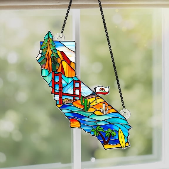 California Country Map Acrylic Suncatcher – California Travel Souvenir Gift, Travel Lover Home Decor & California Vacation Keepsake