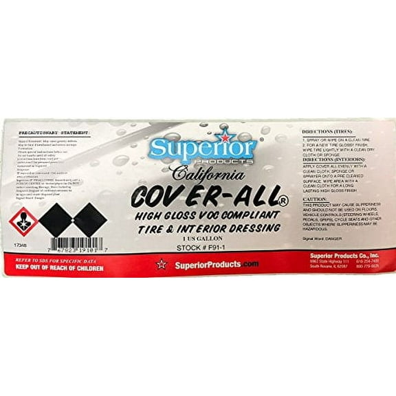 California Cover All – Automotive Tire Shine Spray & Professional Grade Tire Dressing - High Gloss - Water Repellent & Made in America (1 Gallon)