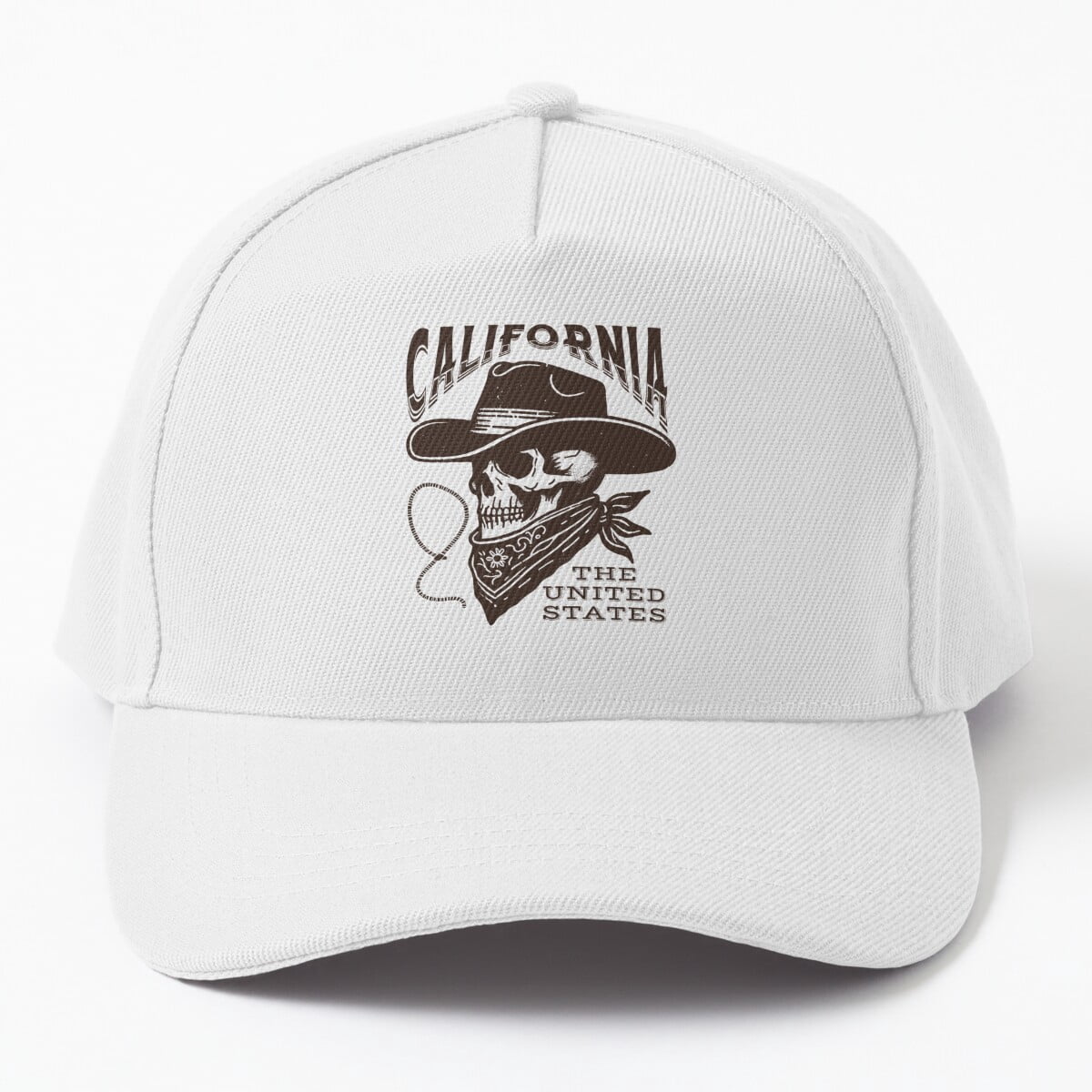 California Cowboy Skull Baseball Hat, Brown Western Graphic Design ...