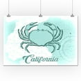 thumbnail image 1 of California - Crab - Teal - Coastal Icon - Lantern Press Artwork (24x36 Giclee Gallery Print, Wall Decor Travel Poster), 1 of 1