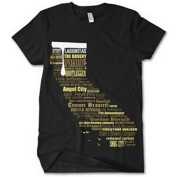 California Craft Beer T-Shirt - Black, Medium | Beer Lover & Brewery Gift Tee