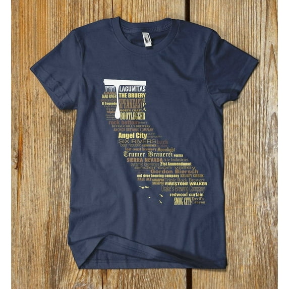 California Craft Beer T-Shirt - Vintage Navy Blue, 3XL | Beer Lover & Brewery Gift Tee