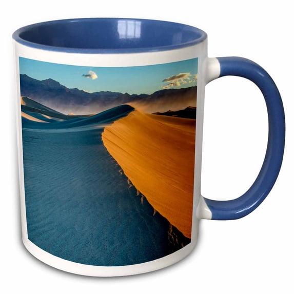California. Death Valley N.P., Mesquite Flat Sand Dunes. 15oz Two-Tone Blue Mug mug-346357-11