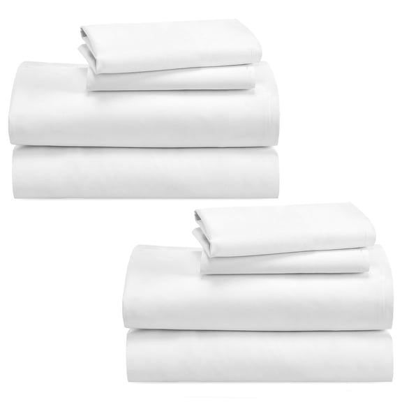 California Design Den, 100% Cotton, 2 Packs of 4-Piece King Sheet Set, Bright White