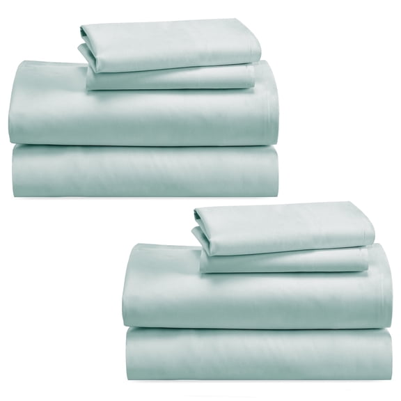 California Design Den, 100% Cotton, 2 Packs of 4-Piece Queen Size Sheet Set, Seafoam