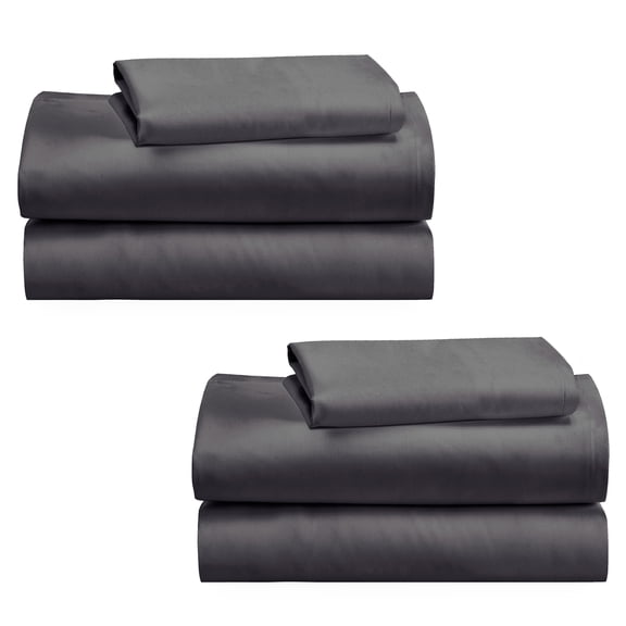 California Design Den, 100% Cotton, 2 Packs of 3-Piece Twin Sheet Set, Dark Grey (Black Tone)