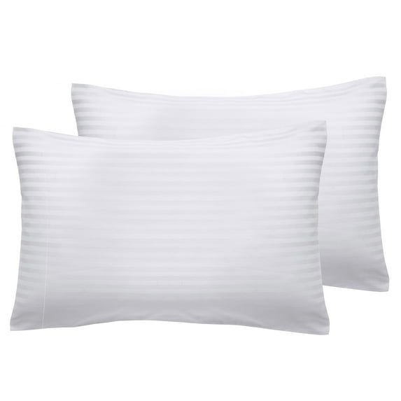 California Design Den 100% Cotton, 400 Thread Count, Stripe Pillow Cases, Standard / Queen, Bright White