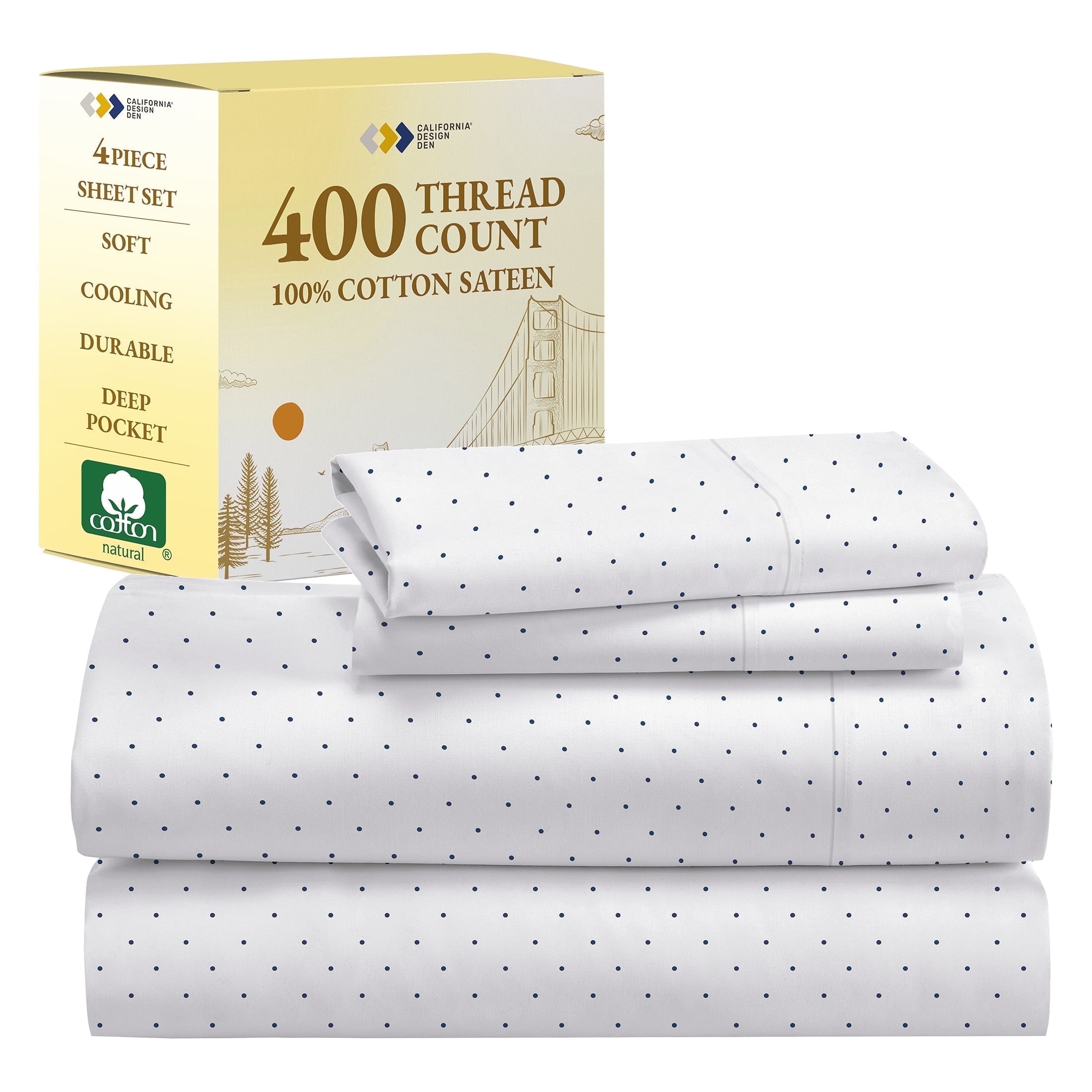 California Design Den 100% Cotton Wrinkle Resistant Sheet Set