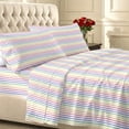 thumbnail image 1 of California Design Den 100% Cotton Full Size Sheets Set - 400 Thread Count Sateen, Deep Pocket Sheets for Full Size Bed, Breathable Adult/Teen 4 Piece Sheet Set - Rainbow Stripe Print, 1 of 8