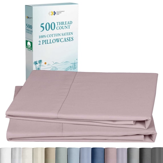 California Design Den 100% Cotton King Pillow Cases Set of 2 - 500 Thread Count Sateen, Fits King Pillows - Sepia Rose