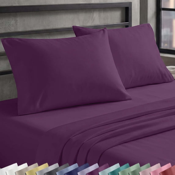 California Design Den - 100% Cotton King Size Pillow Cases Set of 2, Soft Sateen Weave, Fits King Pillows - Purple