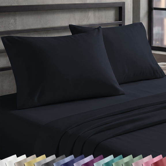 California Design Den 100% Cotton Pillowcases Queen Set of 2 - Soft Sateen Queen Pillow Cover, Fits both Standard & Queen Pillows - Midnight Deep Blue