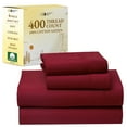 thumbnail image 1 of California Design Den 100% Cotton Queen Sheets Set - 400 Thread Count Sateen, 4 Piece Deep Pocket Set - Fiery Red Sheet Set, 1 of 8
