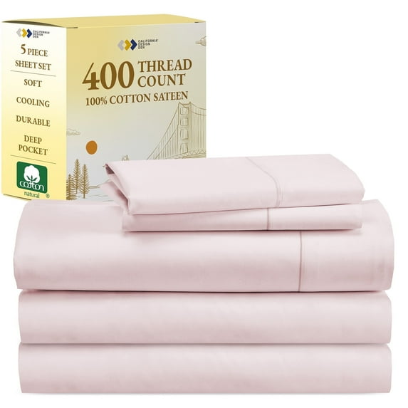 California Design Den 100% Cotton Sheet Sets Split King, 400 Thread Count
