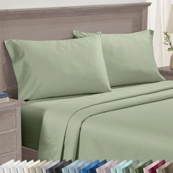 California Design Den 100% Cotton Standard Pillow Cases Set of 2 - 600 Thread Count Sateen, Laurel Green Pillow Cases, Fits Standard & Queen Pillows - Laurel Green