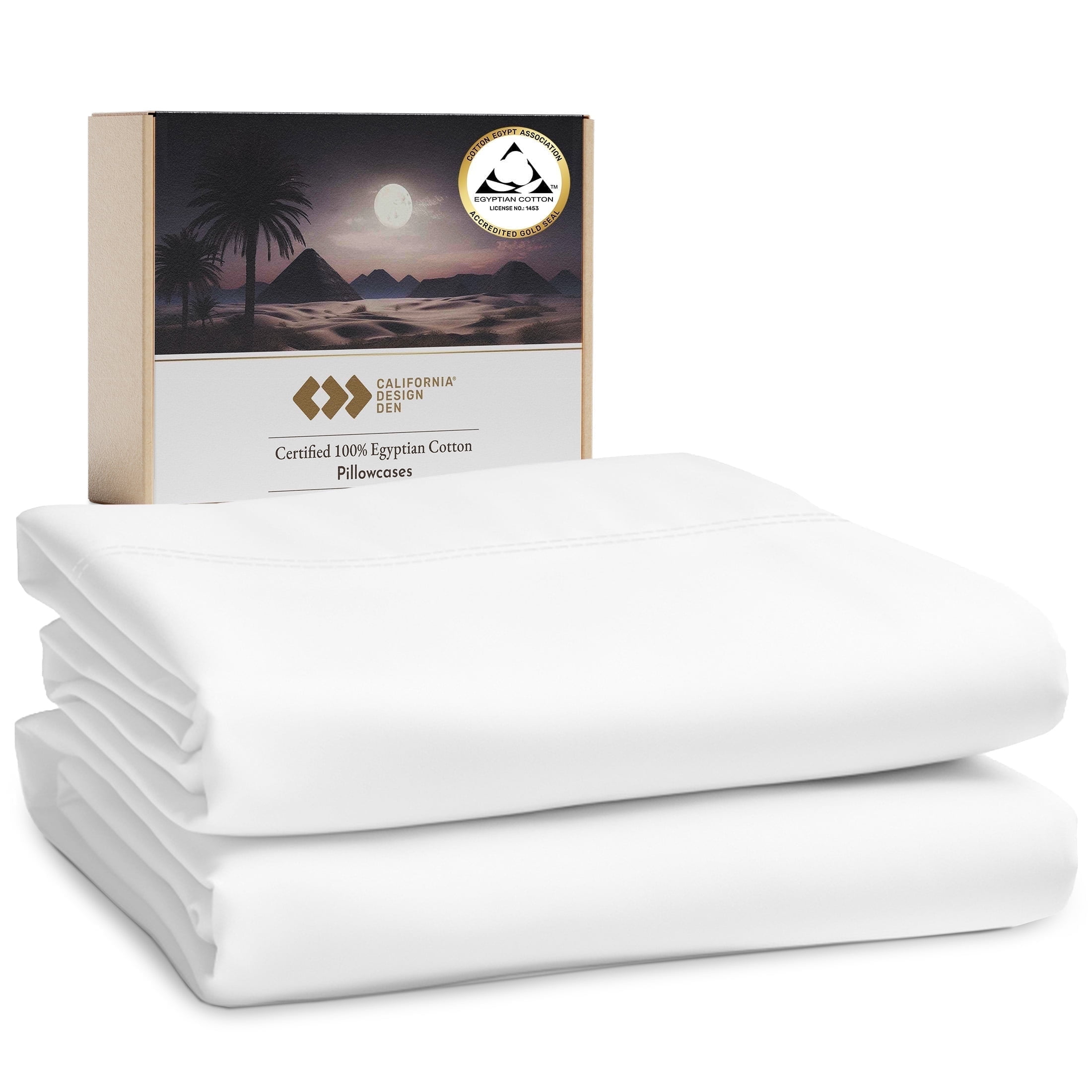 Bright White Egyptian Cotton Sateen Queen Pillowcases Set