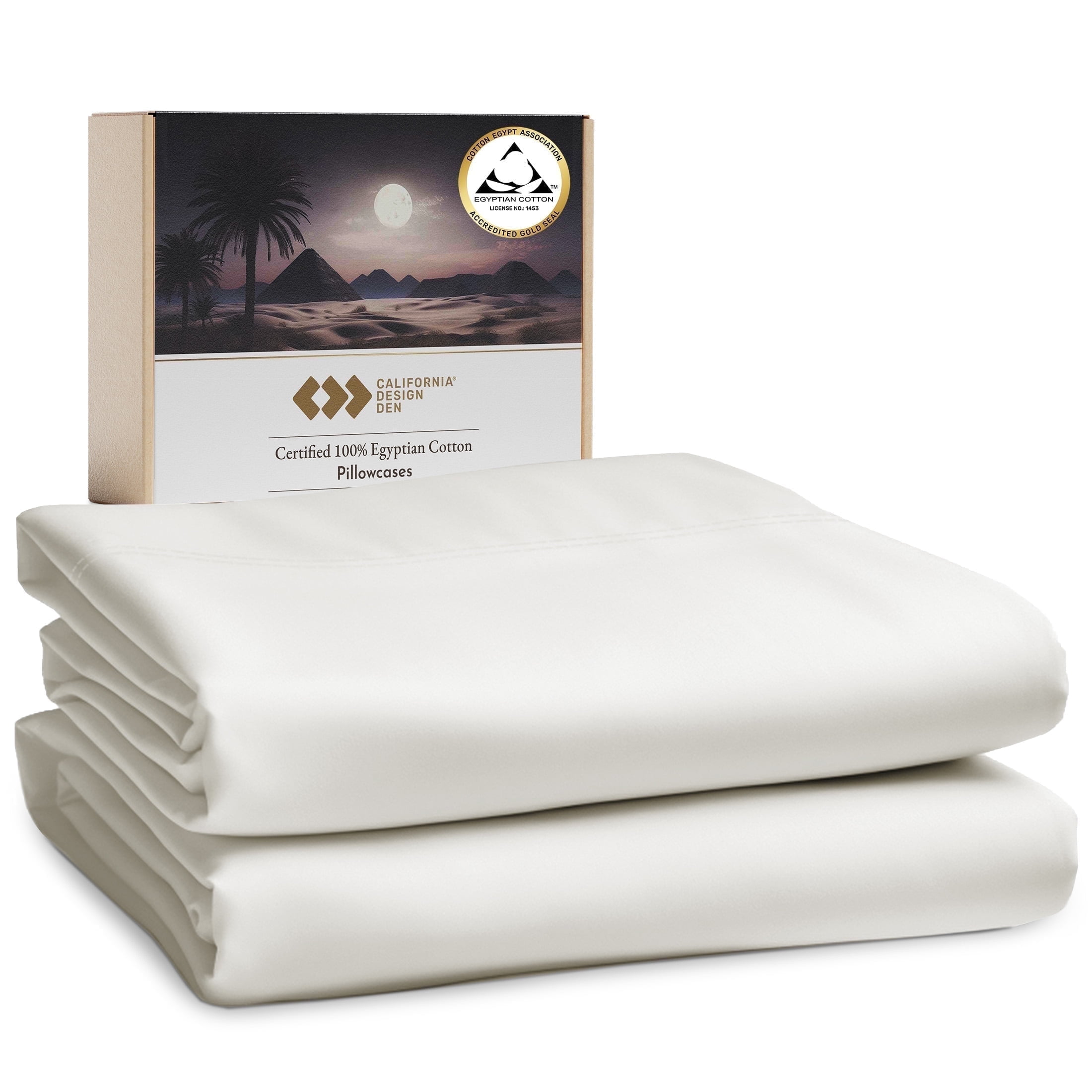 Ivory Standard/Queen Size Cotton Sateen Pillowcase Set